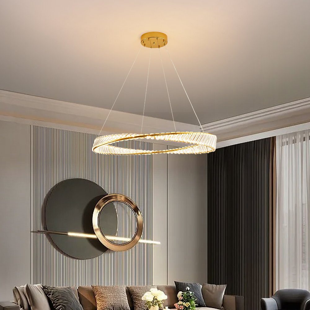 Euroton LED Pendelleuchte LED Pendelleuchte große Kristall Fernbedienung Lichtfarbe einstellbar, LED fest integriert, mit Fernbedienung Lichtfarbe einstellbar kaltweiß-neutralweiß- warmweiß 7000k-3000k stufenlose, Nicht zutreffend