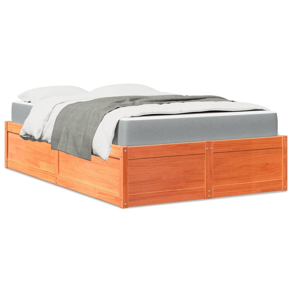 vidaXL Bett, Bett mit Matratze Wachsbraun 140x190 cm Massivholz Kiefer günstig online kaufen