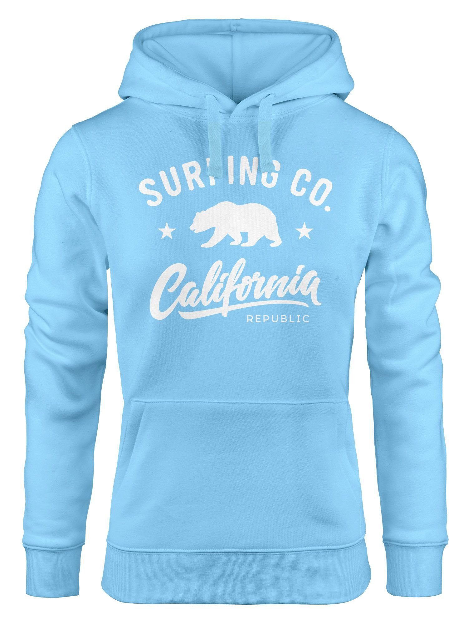 Neverless Hoodie Hoodie Damen California Republic Bear Bär Sommer Surfing