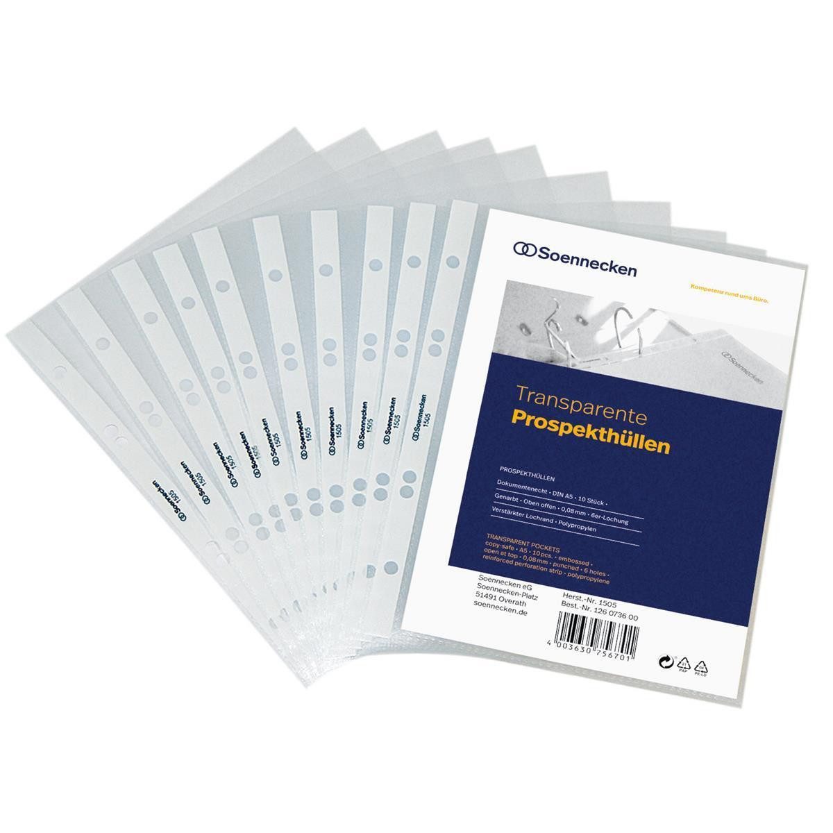 Prospekthülle Soennecken Prospekthülle 1613 DIN A5 PP transparent 100 St./Pack.