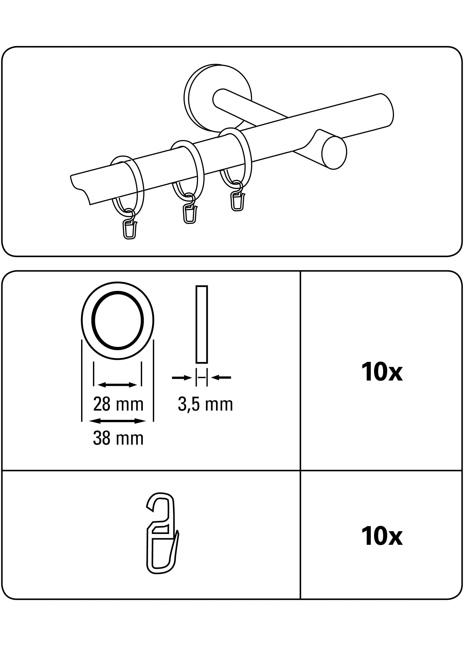 GARDINIA Gardinenring mit Gleiteinlage, (10-St), Serie günstig online kaufen