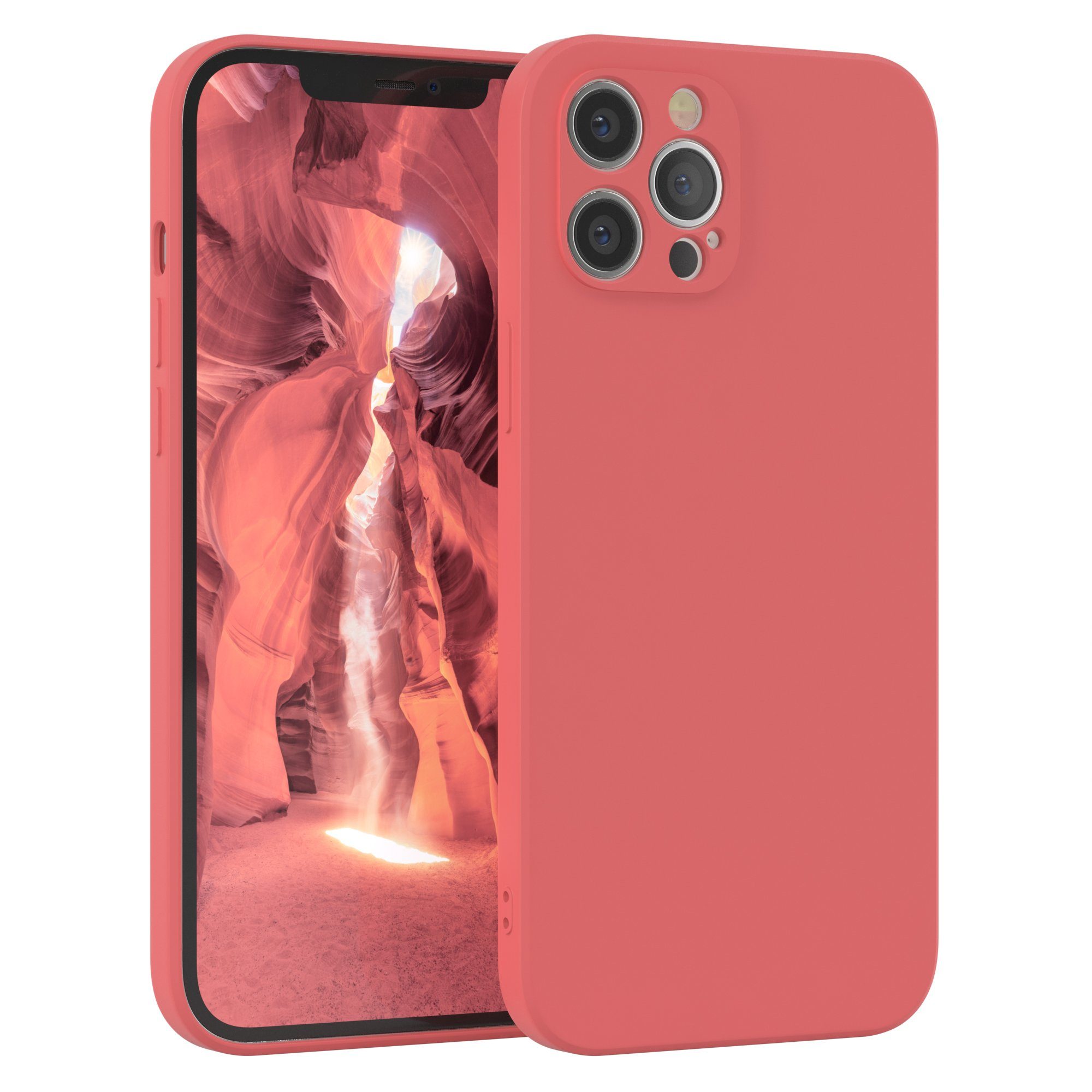 EAZY CASE Handyhülle TPU Hülle für Apple iPhone 12 Pro Max 6,7 Zoll, Schutzhülle mit Kameraschutz stoßfest telefonhülle Matt Rot / Hellrot