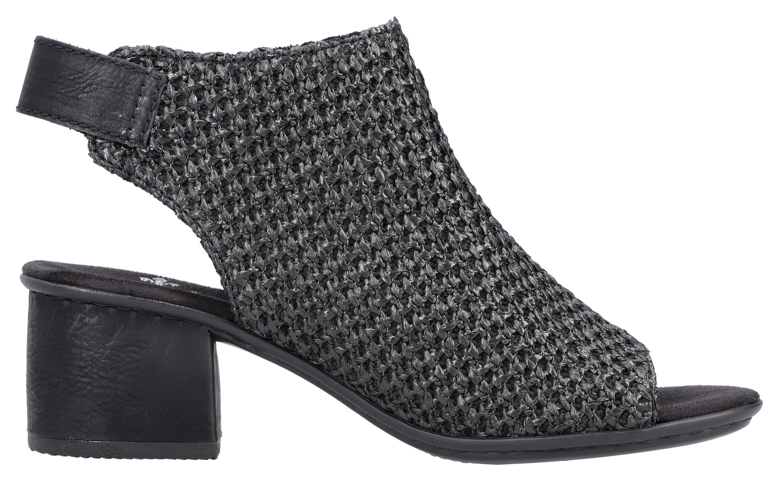 Rieker Sandalette, Sommerschuh, Sandalette, Blockabsatz, in modischer Flecht-Optik