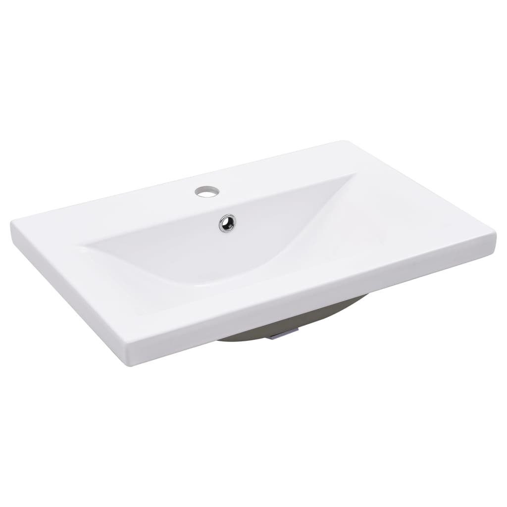 Waschbecken mit Eisen (1-St) vidaXL Badezimmer-Waschtischgestell Badezimmerspiegelschrank Weiß