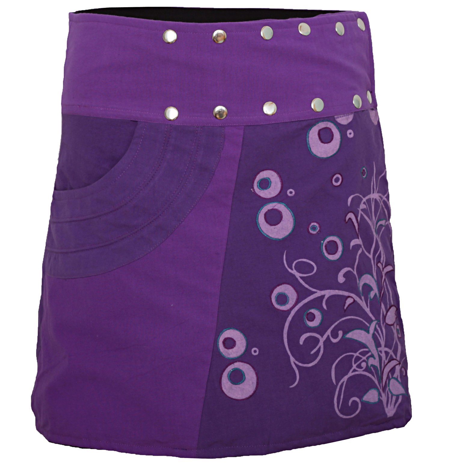 PUREWONDER Wickelrock Damen Rock mit Druckknöpfen günstig online kaufen