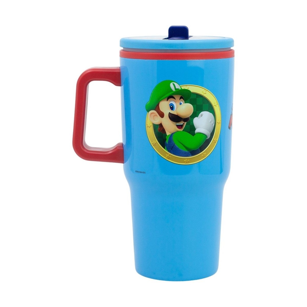 Super Mario Thermobecher 640 ml Edelstahl doppelwandiger Trinkbecher mit Trinkhalm, 1-tlg., Edelstahl