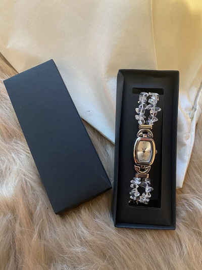 Eden Stone Quarzuhr Edelstein Armbanduhr Perlen Damen Uhr Bergkristall Unikat Quarzwerk, (1-tlg)