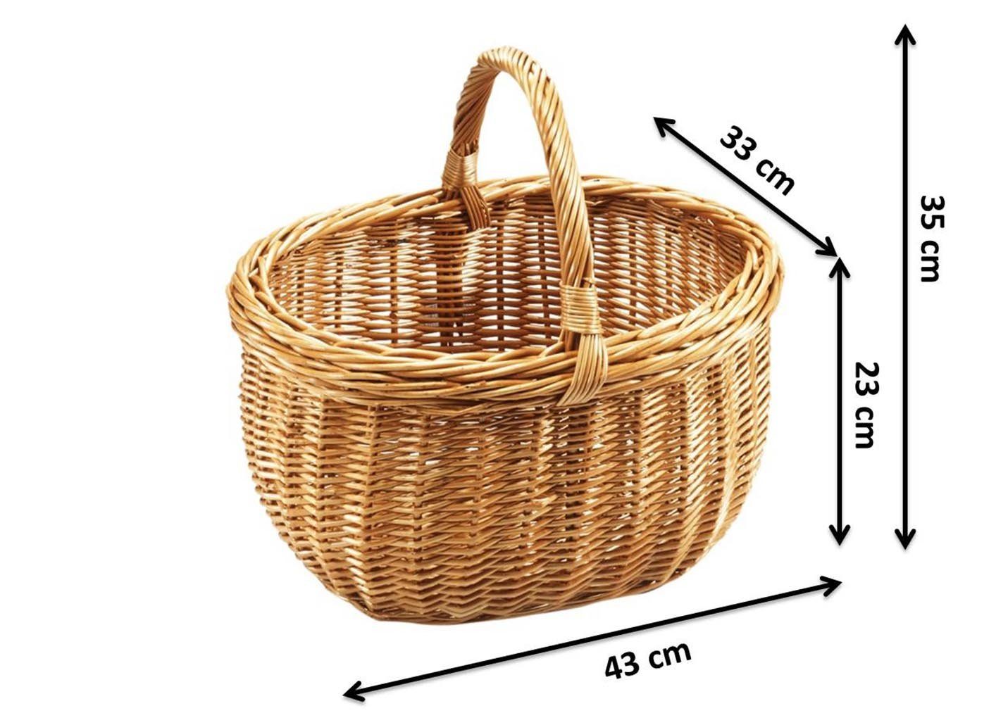 Kobolo Einkaufskorb Korb aus gekochter Weide 43x33x37 cm, 21 l