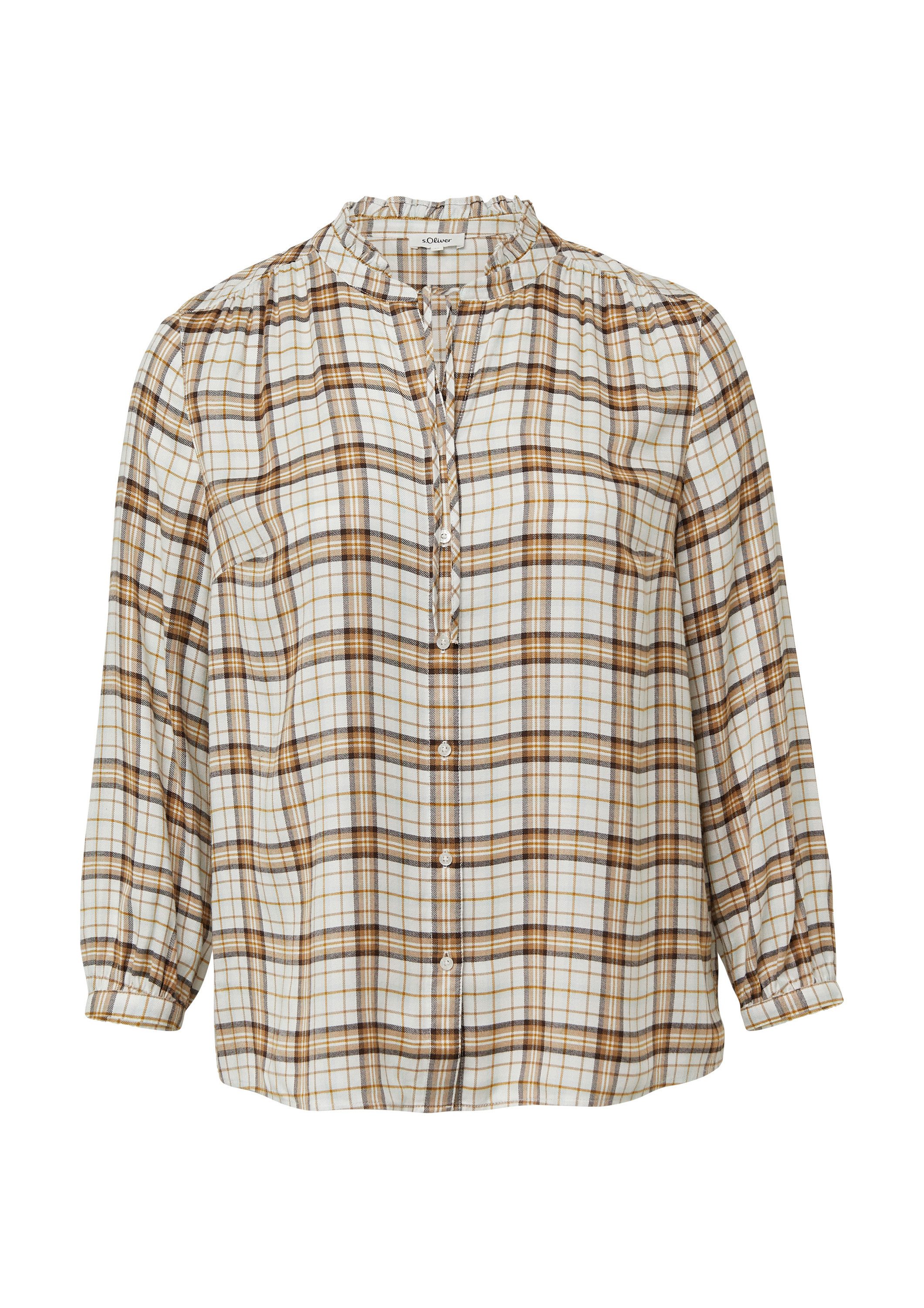 s.Oliver Langarmbluse Bluse Karierte Hemdbluse im Relaxed Fit mit Rüschenkr günstig online kaufen