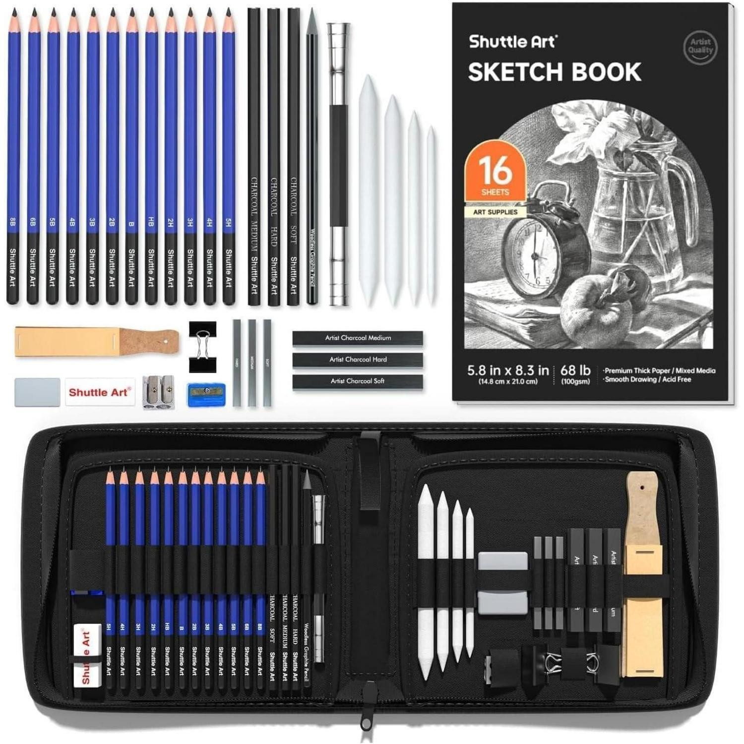 LuxusKollektion Kohlestift Zeichenset 37-teilig Graphitstift Kohlestift 1 Stück 37er Pack