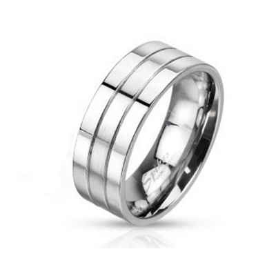 BUNGSA Fingerring »Ring dreireihig Silber aus Edelstahl Unisex« (Ring, 1-tlg., inkl. Schmuckbeutel aus Organza), Damen Herren