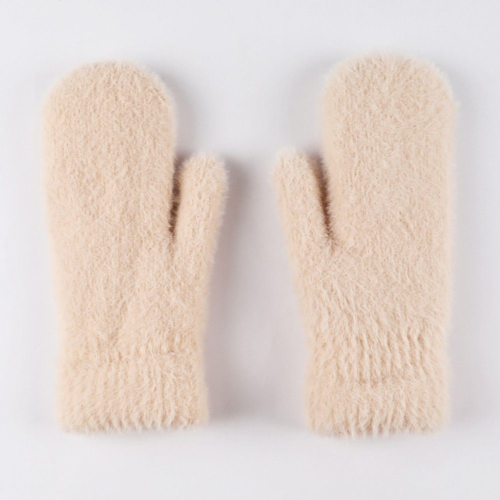 ZanMax Trikot-Handschuhe Modische warme Winterhandschuhe für Damen (Einheitsgröße) Braun