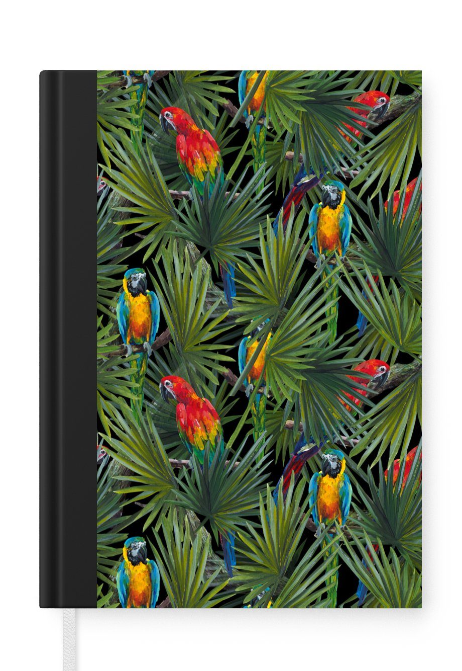 MuchoWow Notizbuch Papagei - Dschungel - Muster, Journal, Merkzettel, Tagebuch, Notizheft, A5, 98 Seiten, Haushaltsbuch | Notizbücher