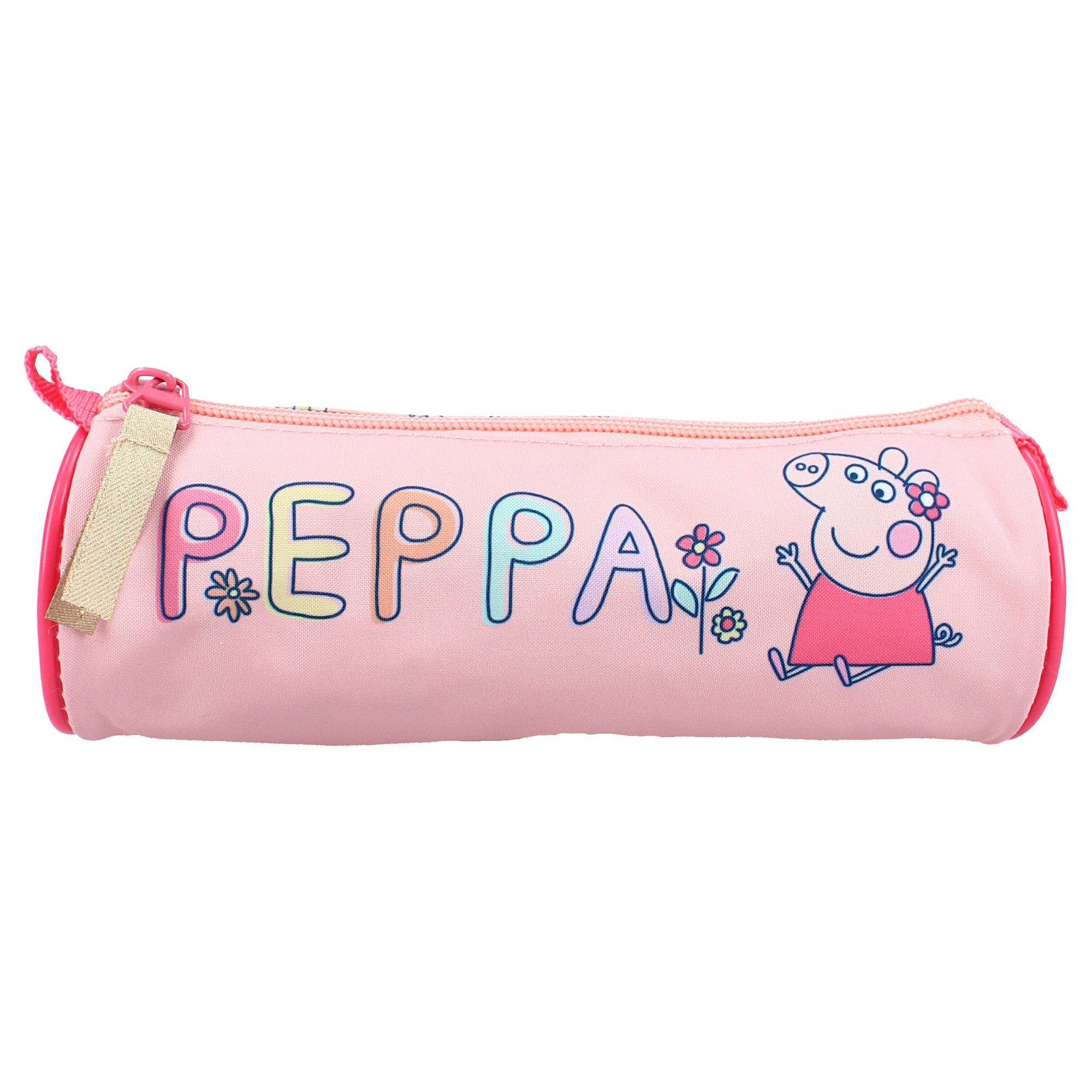 Peppa Pig Kinderrucksack Stiftemäppchen – Rosa Schlampermäppchen mit zwei Fächern