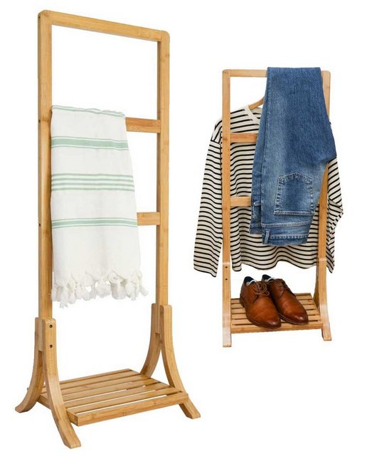 DuneDesign Handtuchhalter “Nachhaltiger Bambus Handtuchständer Kleiderständer”, 40x30x102 Bad Handtuchhalter