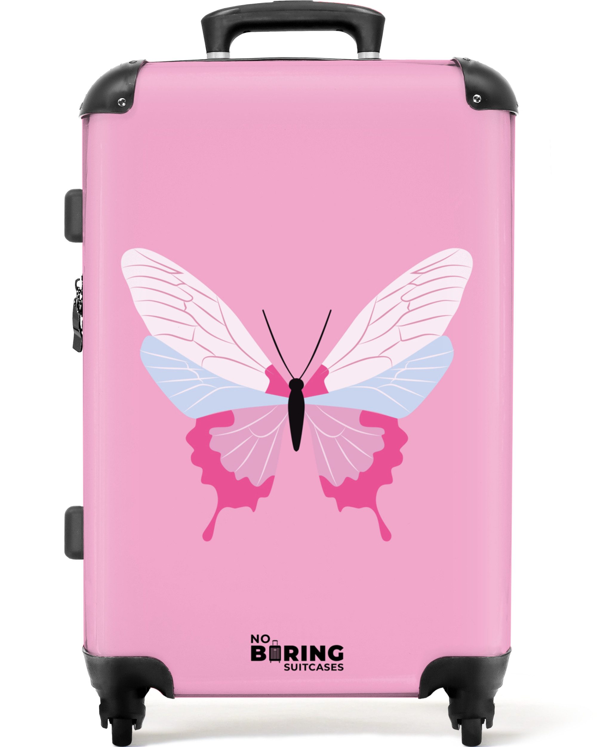NoBoringSuitcases.com© Hartschalen-Trolley Rosa mit Schmetterling 67 günstig online kaufen