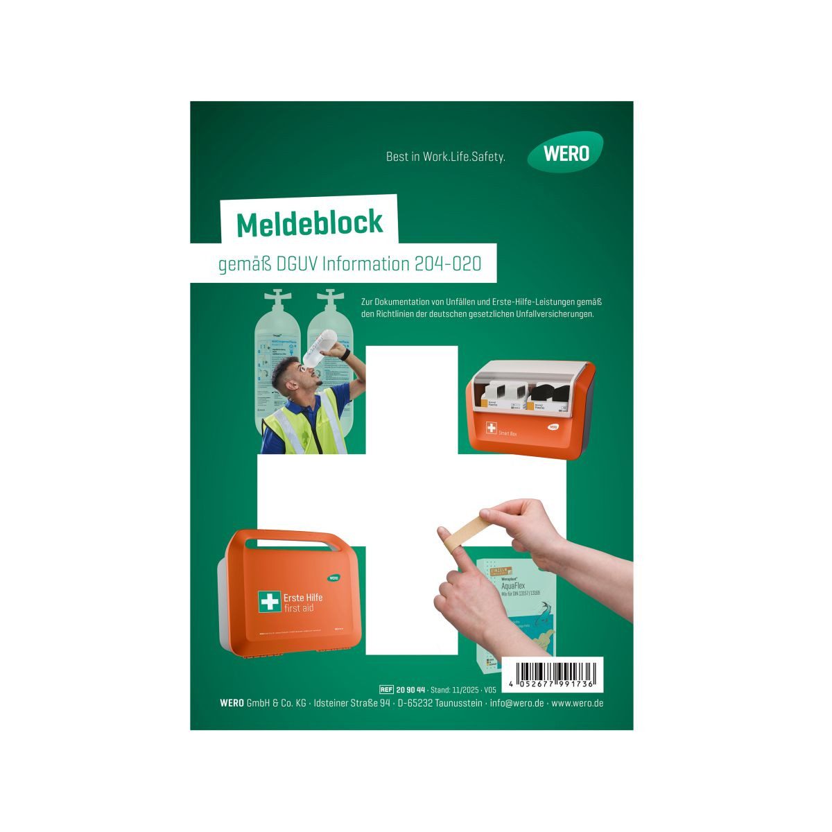 WERO Erste-Hilfe-Set Meldeblock gemäß DGUV Information 204-021