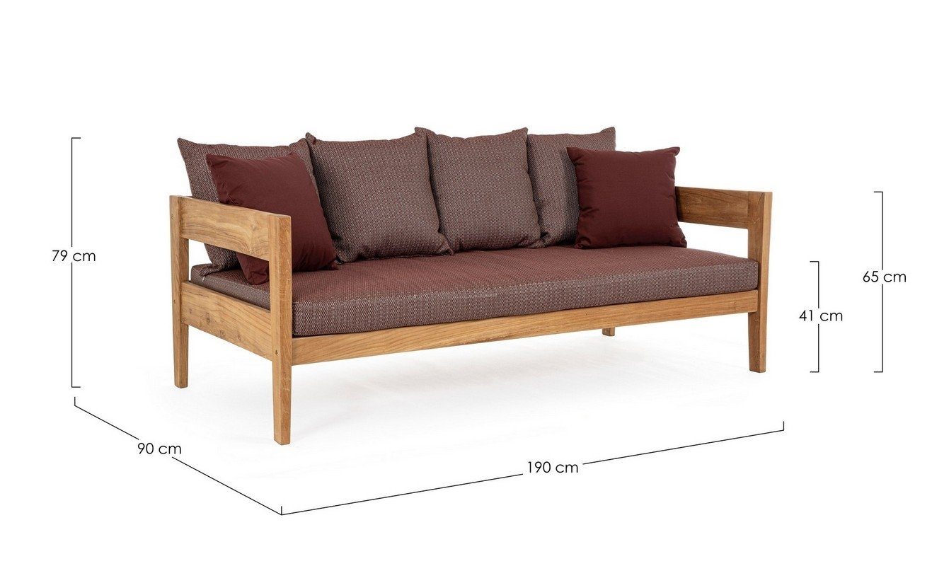 Couch Rot Sofa Sofa Teakholz 190x90x79cm Natur24 Polster Sofa Kobo