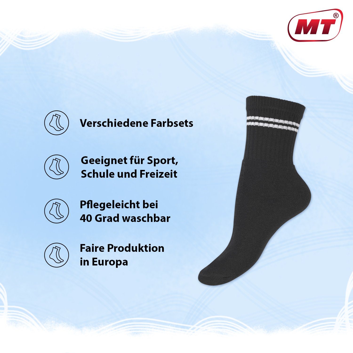 MT Tennissocken Kinder Freizeit Socken (5/10 Paar) Tennissocken Mädchen & Jungen (10-Paar) – Bild 2 von 5