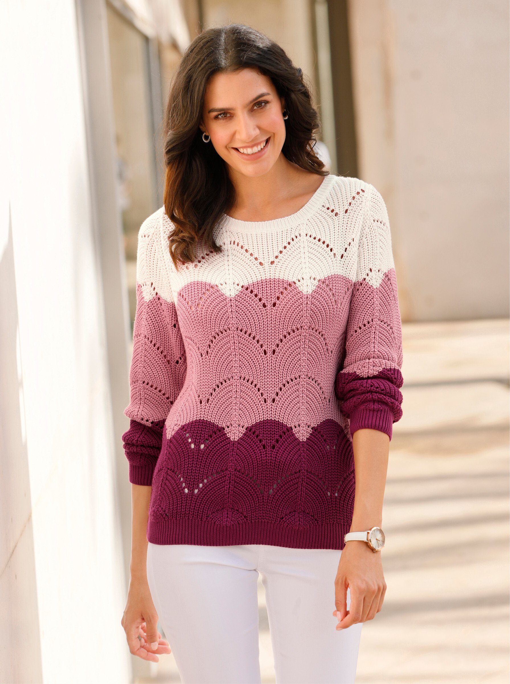 Witt Strickpullover Pullover Langarm Ajour