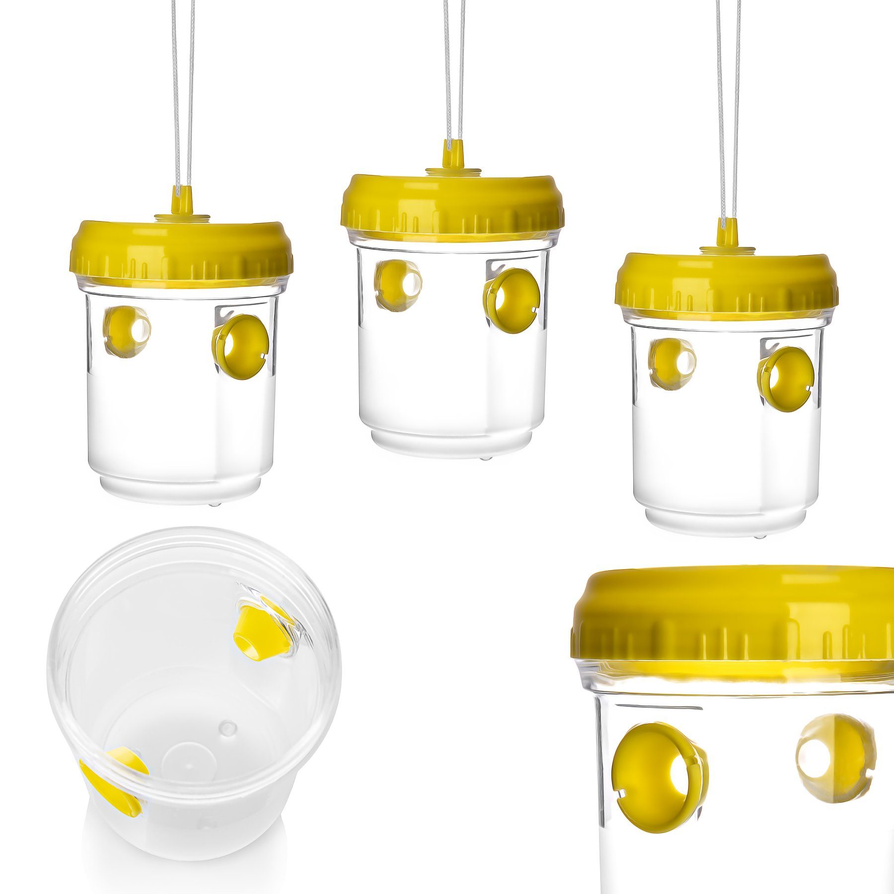 BigDean Vogel-Schreck 3x Wespenfallen zum Aufhängen Lebend Fallen gegen Wespen Hornissen, Set 3-tlg., Fallen, Lebendfalle, Formfalle, Gelb