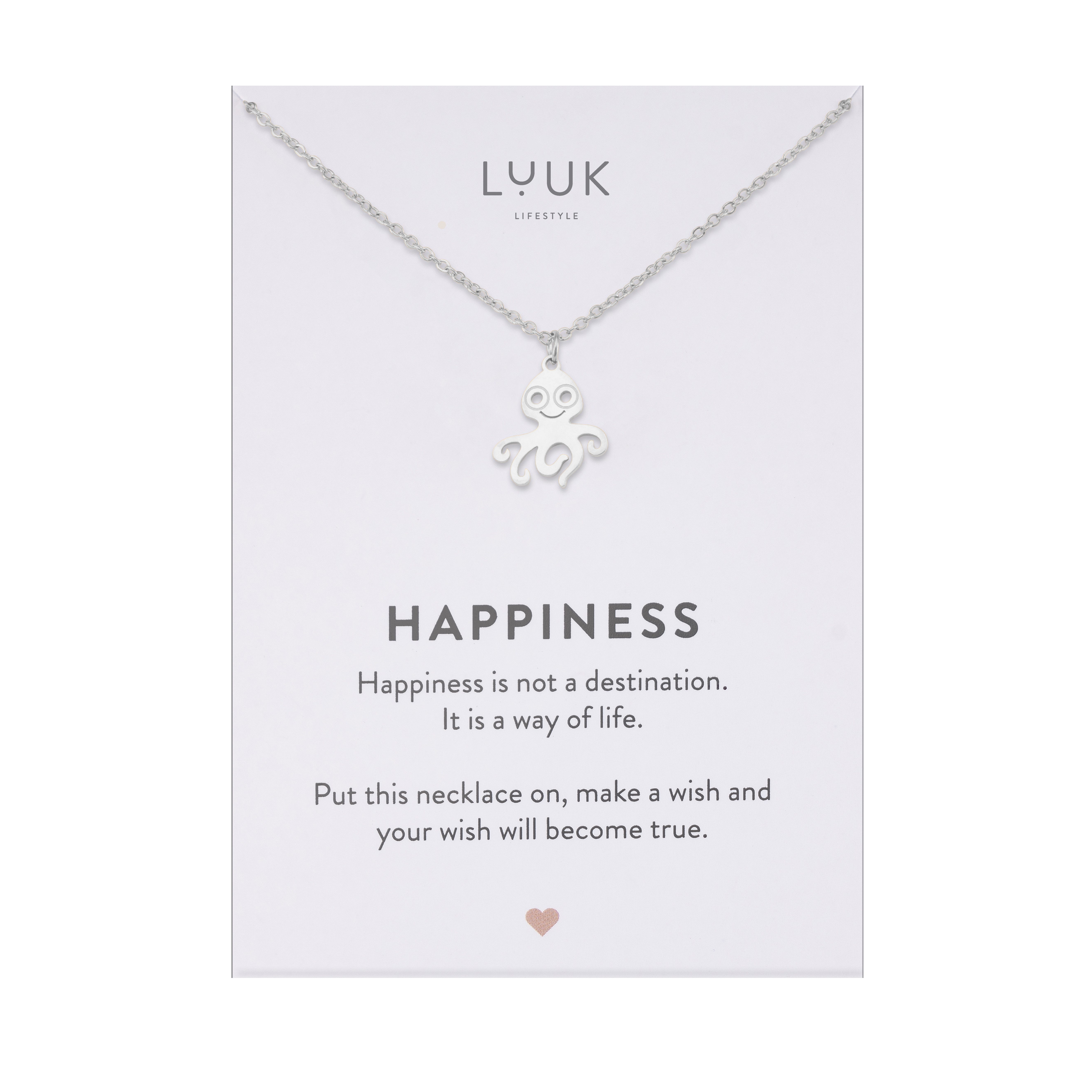 LUUK LIFESTYLE Kette mit Anhänger Oktopus, mit HAPPINESS Spruchkarte, einzi günstig online kaufen