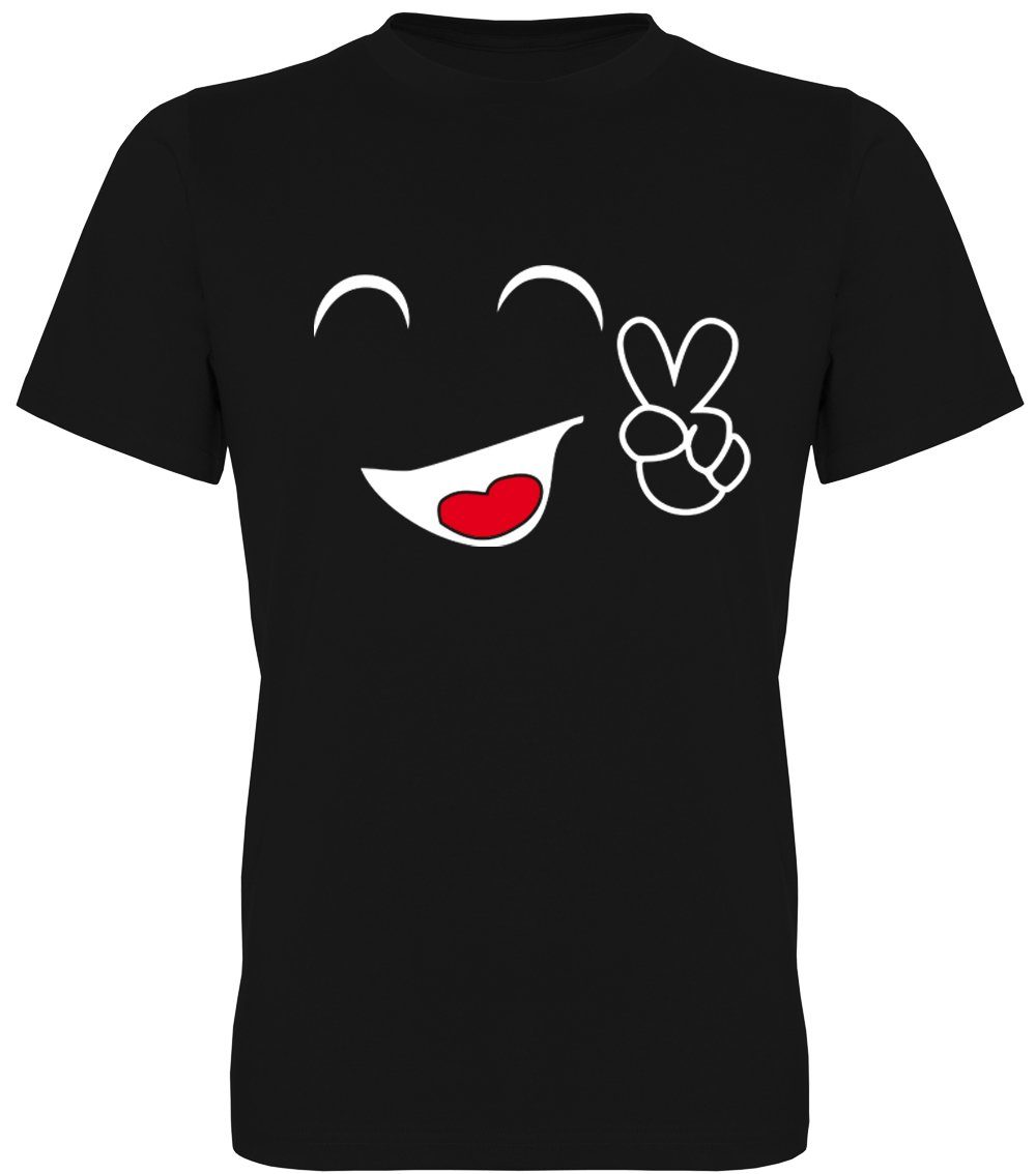 G-graphics T-Shirt Grinsendes Gesicht Herren T-Shirt mit Statement / Spruch / Motiv als Frontprint