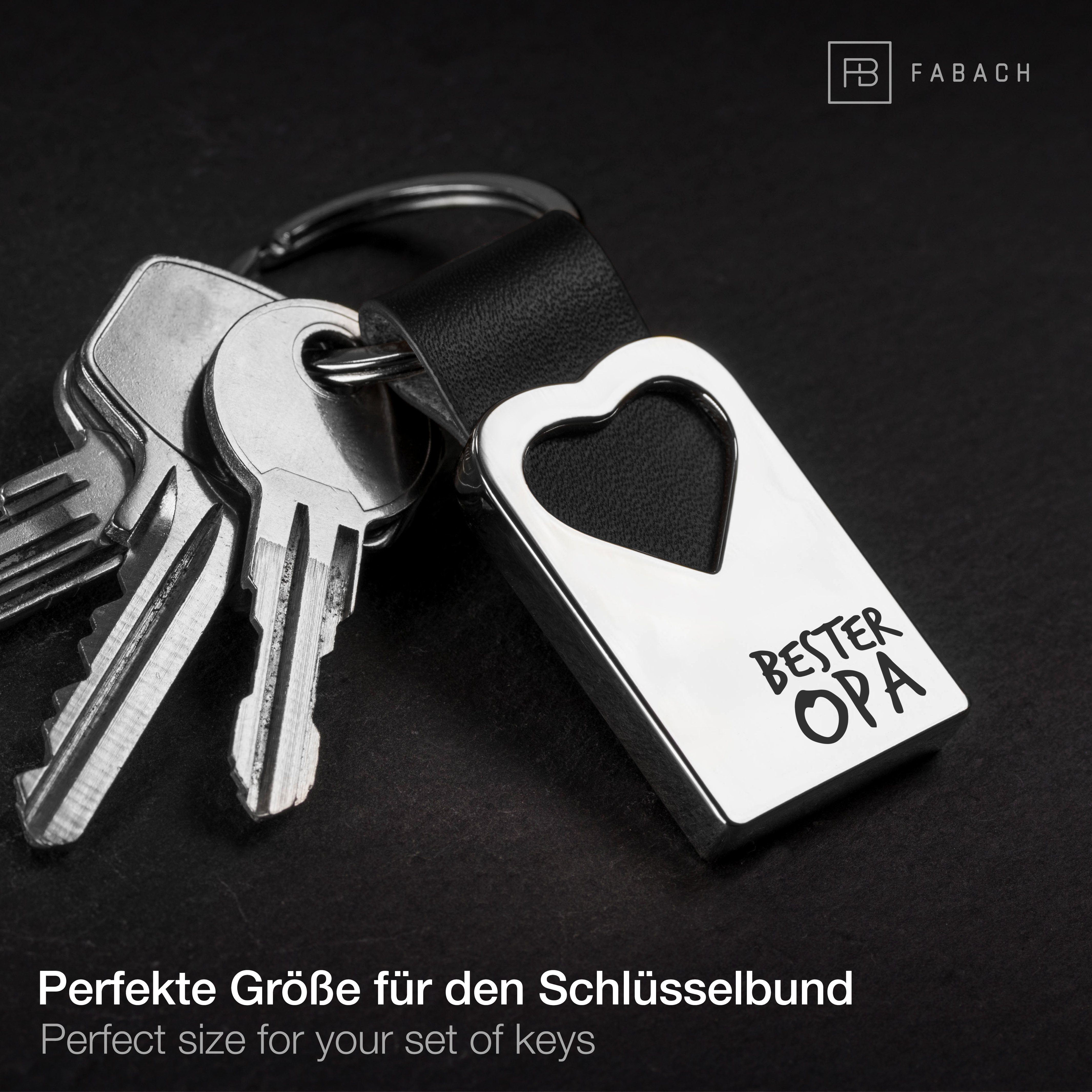 FABACH Schlüsselanhänger Herz Schlüsselanhänger mit Gravur aus Leder - Opa Geschenk Anhänger
