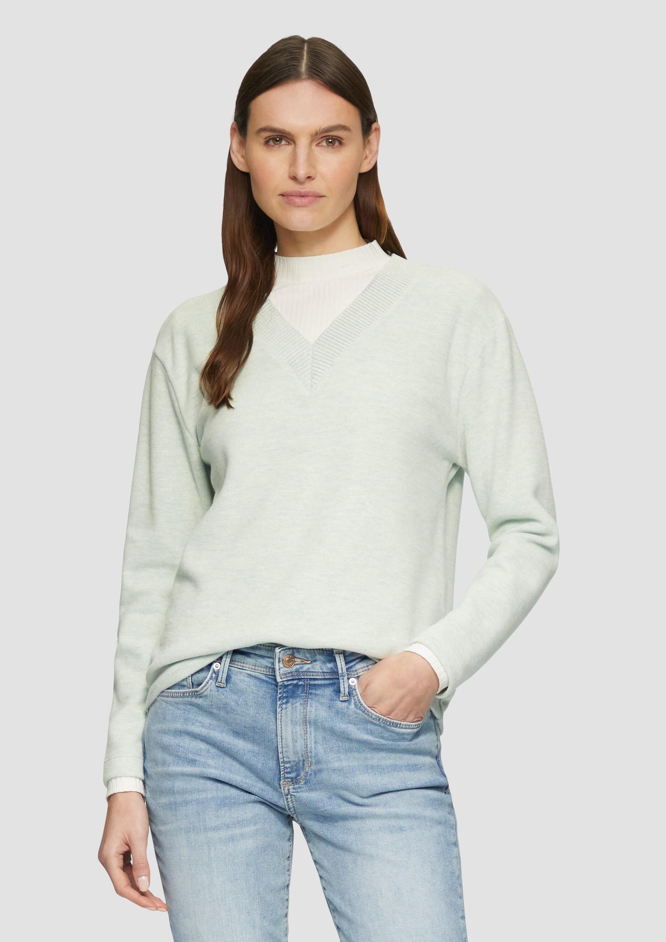 s.Oliver Sweatshirt Sweatshirt Weiches Sweatshirt mit V-Ausschnitt günstig online kaufen