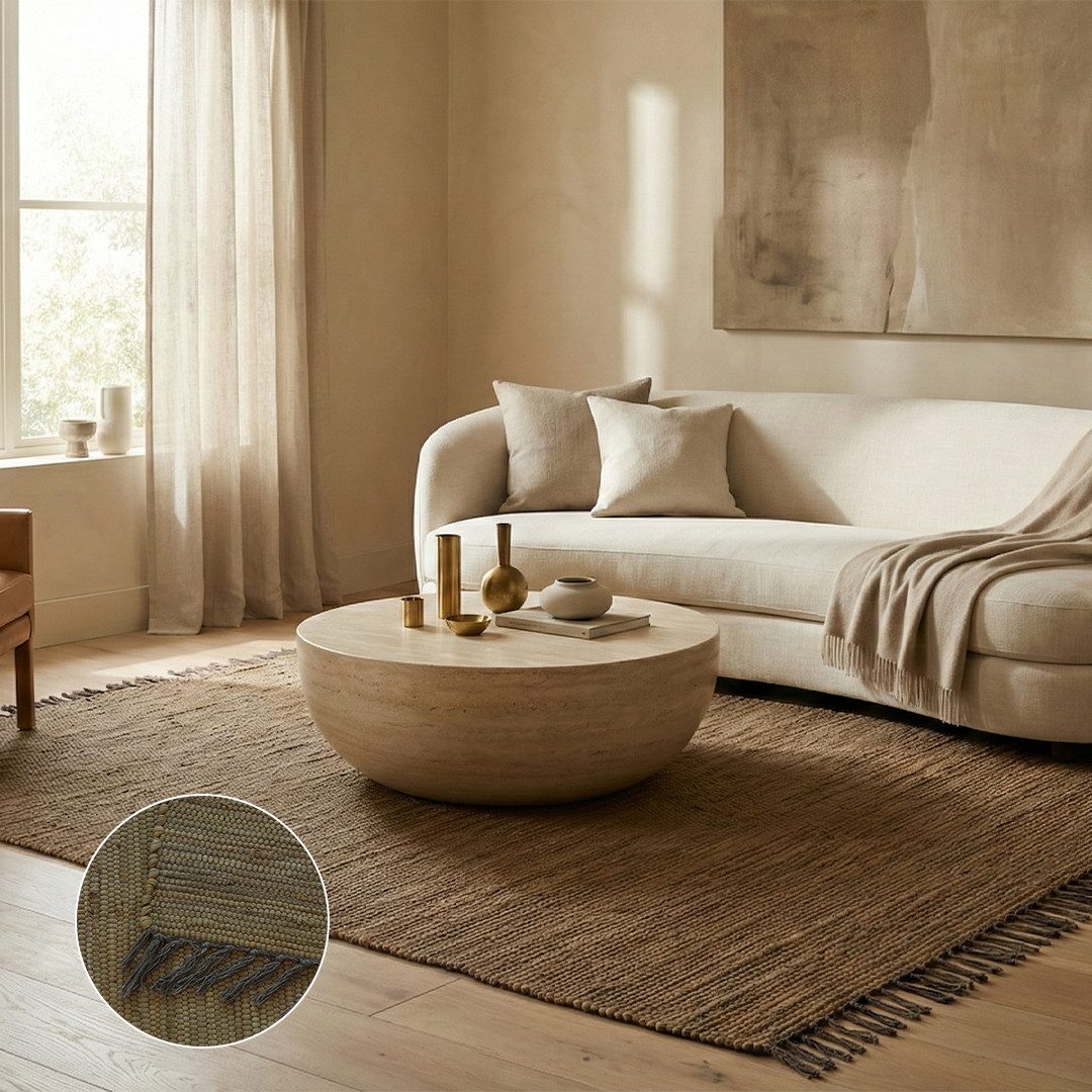 Elegant Floors Teppich Chindi Taupe, rechteckig, Höhe: 9 mm, handgewebt, Rechteckig, Höhe: 9 mm, Weiche Haptik, pflegeleicht und für Fußbodenheizung geeignet – Bild 3 von 4