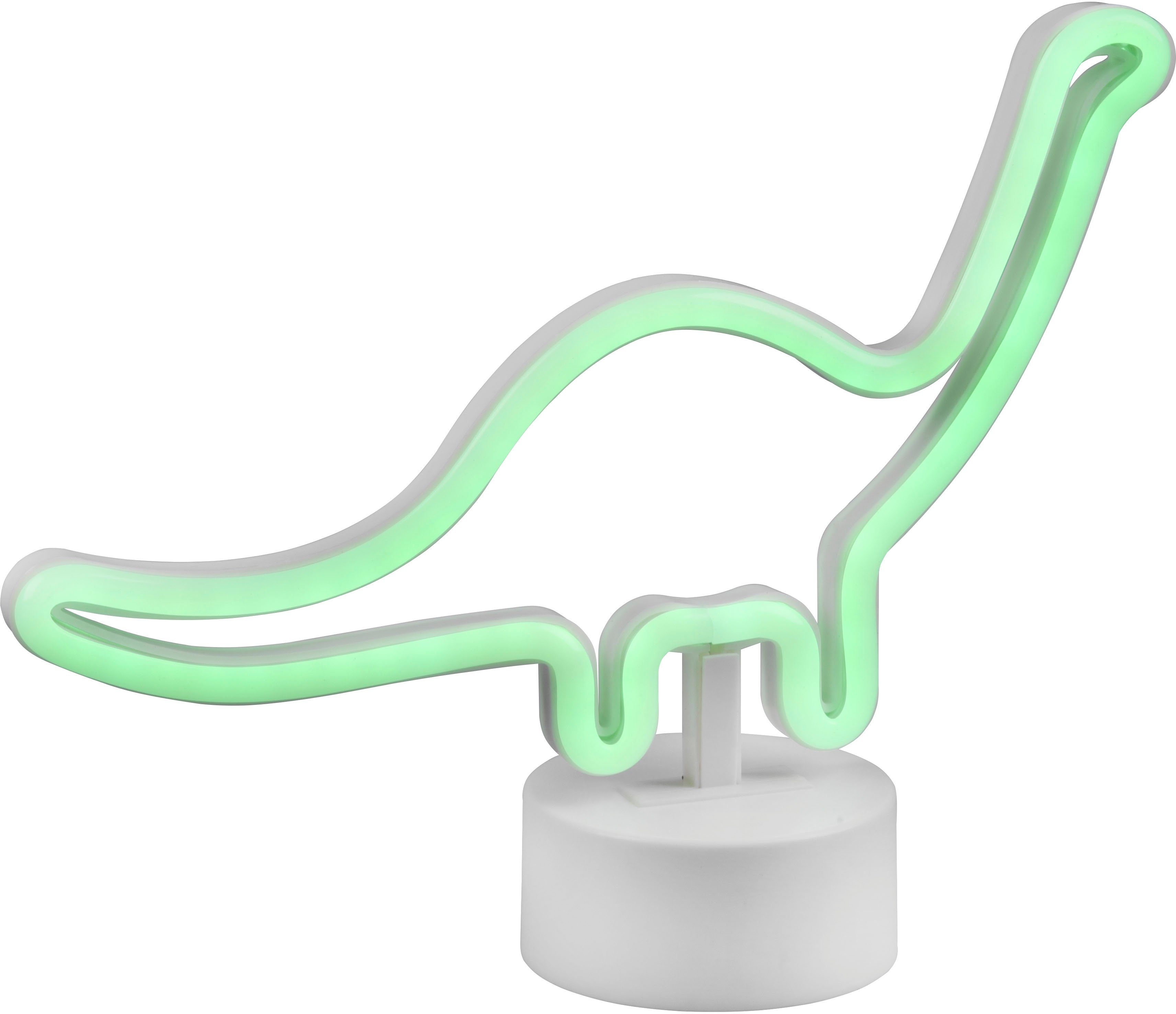 Reality Leuchten LED Tischleuchte Bronto, Ein-/Ausschalter, LED fest integriert, Tischlampe im Dinosaurier Design, mit USB Anschluss, Dino 20 x 27 cm