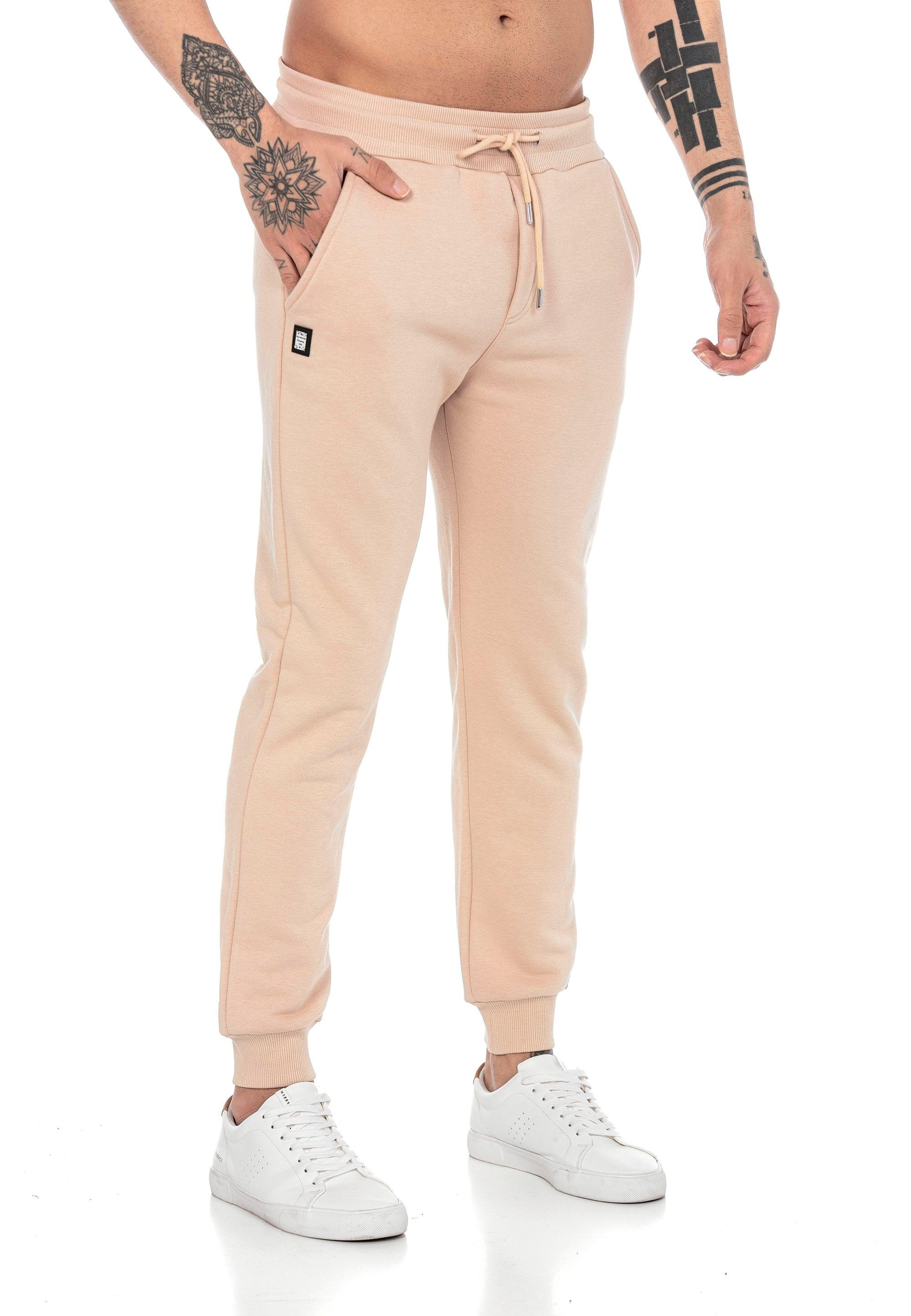 Bund High Brandlogo Quality mit elastischer Jogger Jogginghose Beige RedBridge