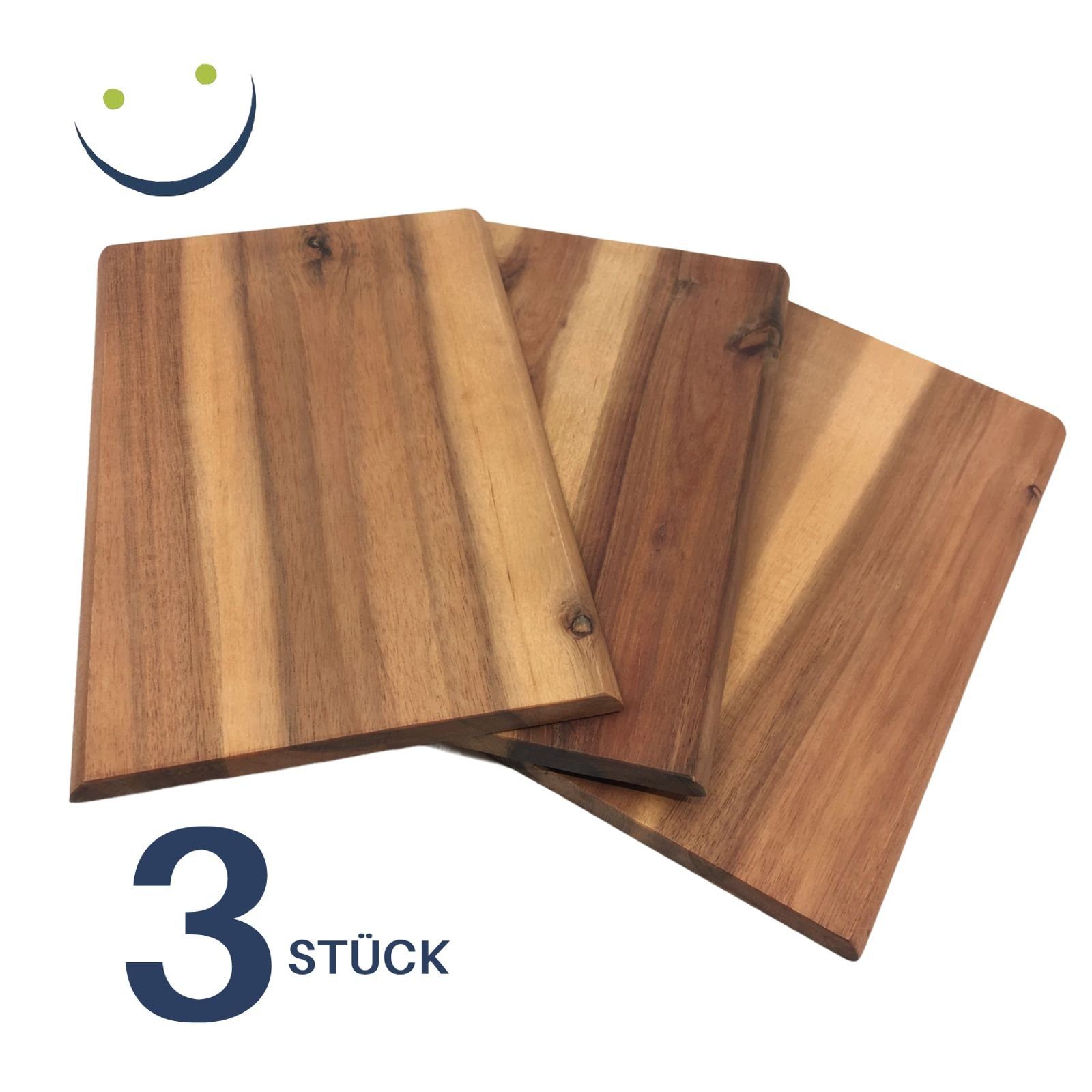 Gravidus Frühstücksbrett Frühstücksbrett Frühstücksbrettchen Akazie Holzbrett (23 x 15 cm), Akazienholz, (3-St)