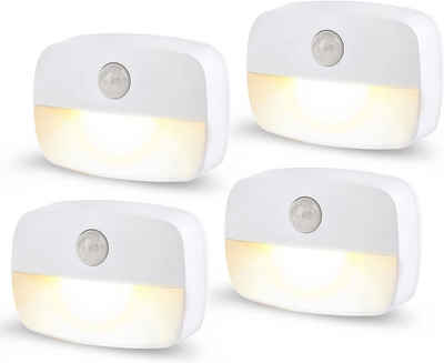 DOPWii Nachtlicht 4PCS LED Nachtlicht 2 Lichtmodi mit Bewegungsmelder, LED fest integriert