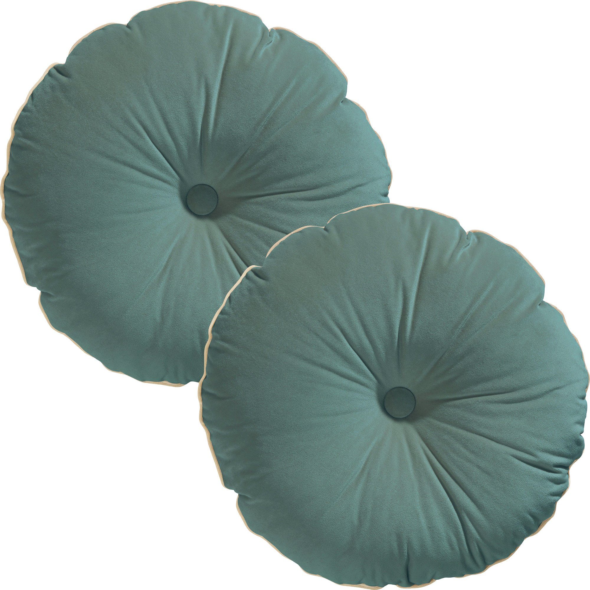 Erwin Müller Dekokissen Kissen "Manchester" rund 2er-Pack, gefüllt, Velours Uni