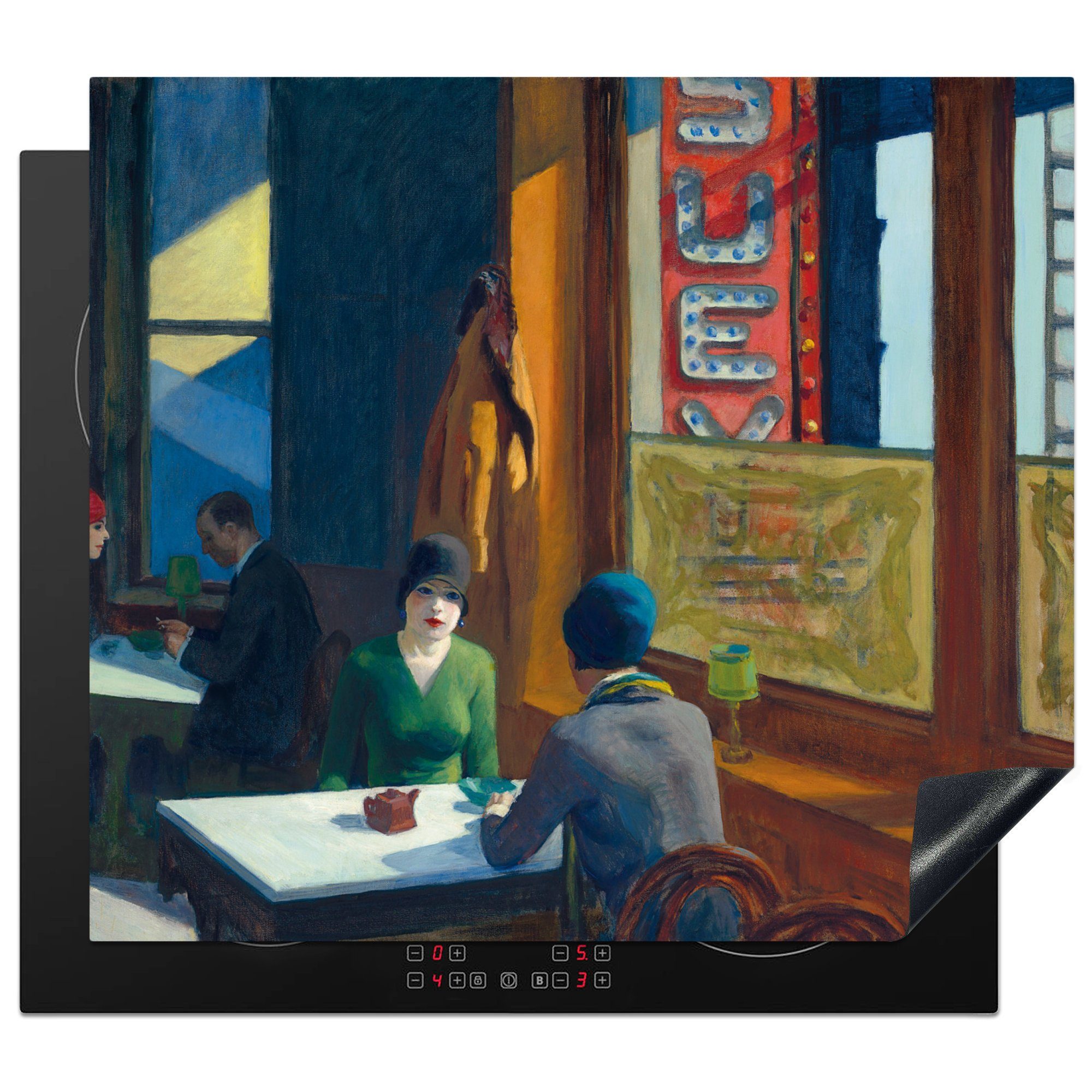 MuchoWow Herdblende-/Abdeckplatte Chop Suey - Edward Hopper, Vinyl, (1 tlg), 59x52 cm, Ceranfeldabdeckung für die küche, Induktionsmatte