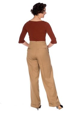 Banned Marlene-Hose Retro Adventures Ahead Tan Braun Vintage Trousers 40er Jahre Stil
