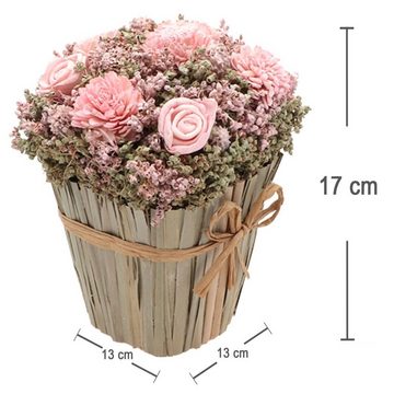 Kunstblumenstrauß Rosa Rosen Trockenblumen Deko Hochzeit Wohn-Deko Großer Strauß, CHAKS