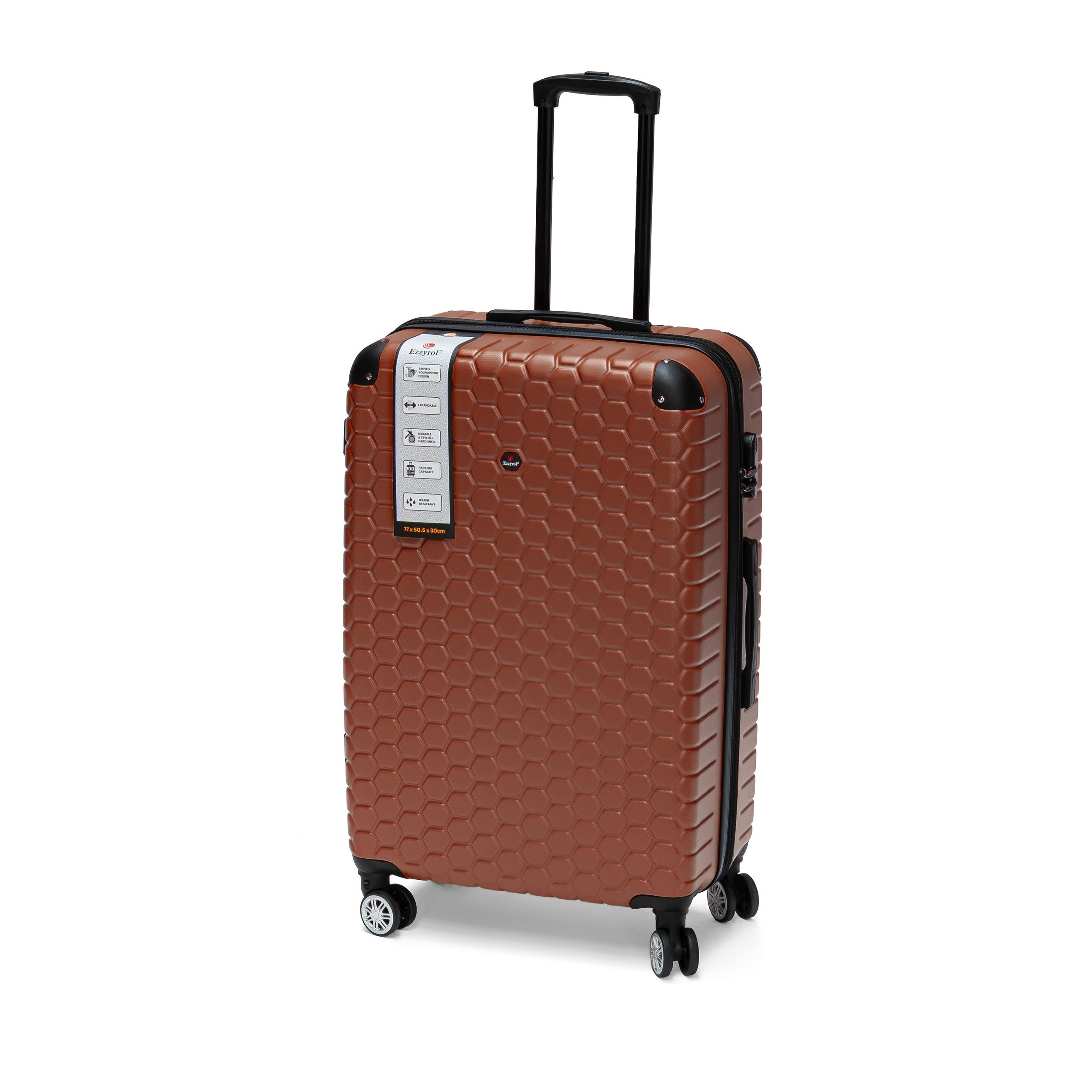 Ezzyrol® Hartschalen-Trolley Hartschalenkoffer mit 4 Lenkrollen, Teleskopgriff, Zahlenschloss, robuste ABS-Schale – stabil, leicht & ideal für Familienurlaub