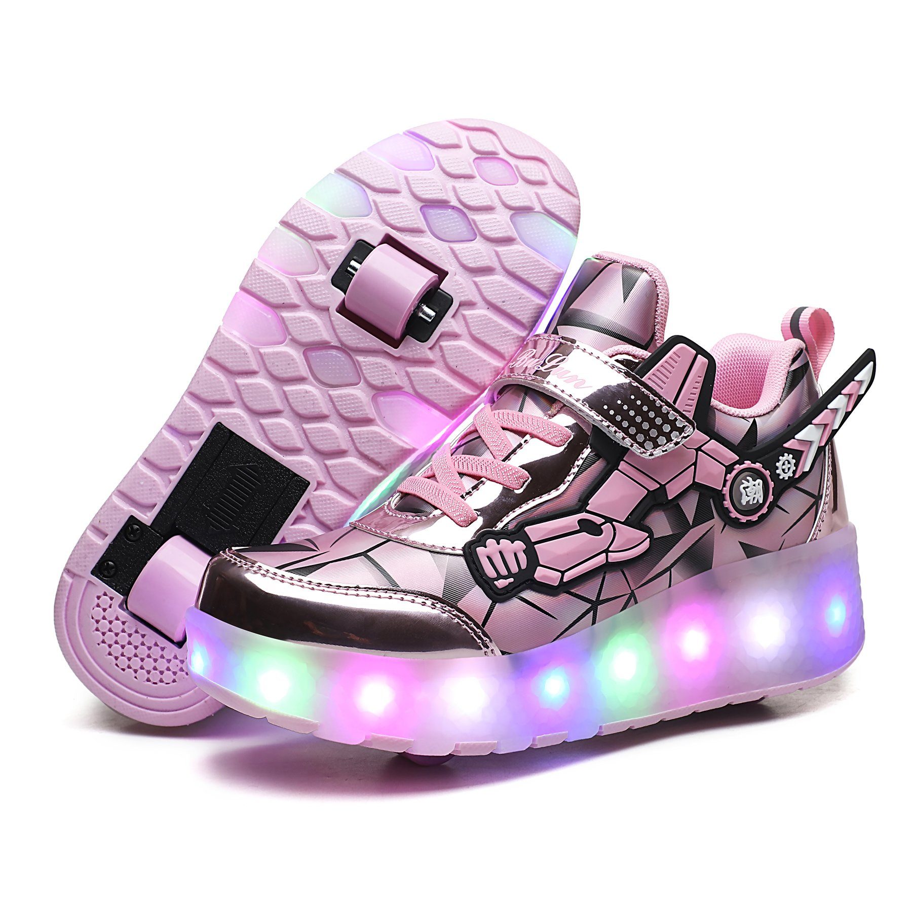 Erwachsene B-DJBZX-2166, HUSKSWARE rosa Rollschuhe Zweirad-Skates LED-Aufladung), für und Kinder 1-St., (Rollschuhe,