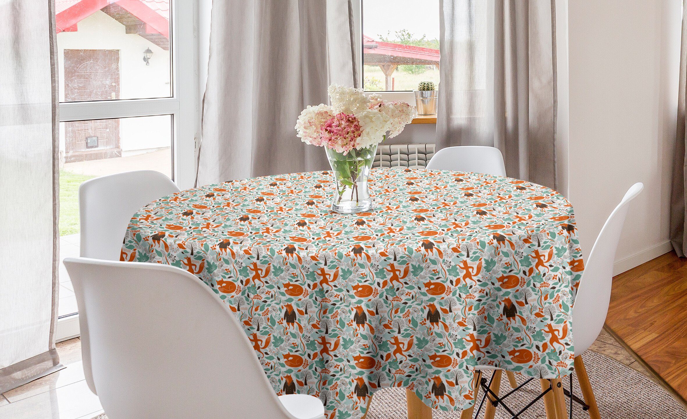 Dekoration, lustige Küche Esszimmer Tischdecke Abdeckung Tischdecke Fuchs für Kreis Abakuhaus Garten