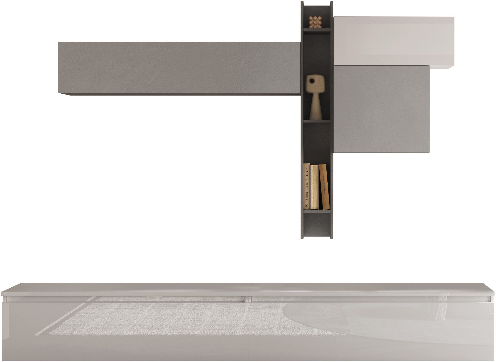 Home affaire Wohnwand Infinity, 6tlg. Breite 276 cm, Höhe variabel, Schrankwand, Anbauwand, (2x Lowboard, 2x Hängeschrank, Hängewürfel, Wandregal)