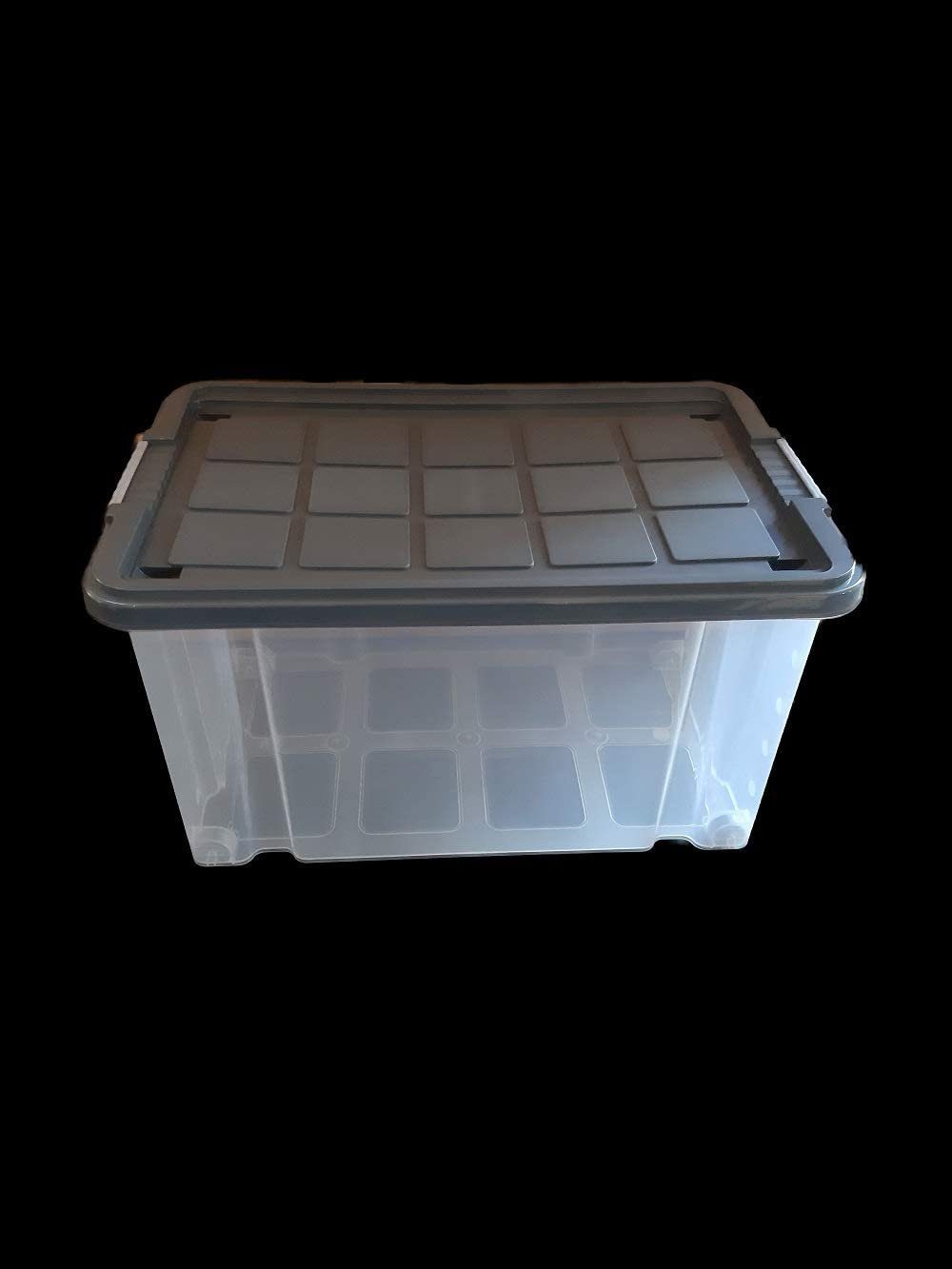 WieWin Aufbewahrungsbox Eurobox mit Deckel und Rollen 60x40x30 cm 55 Liter,  Mit Klickgriff zum sichern Schließen