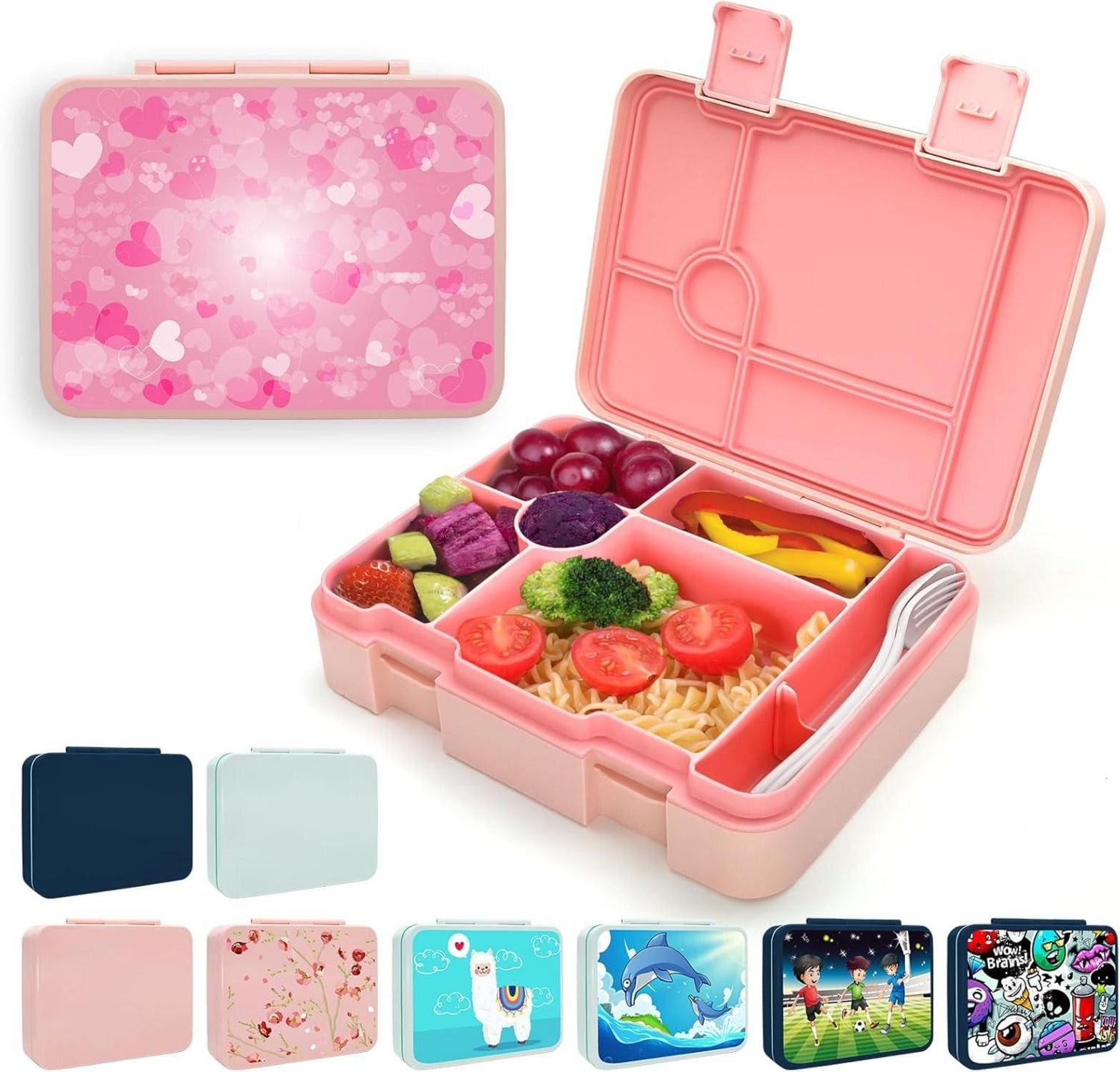 Aufbewahrungsdose Brotdose mit Fächern 1300ml Auslaufsicher Bento-Box Kinder Lunchbox 5