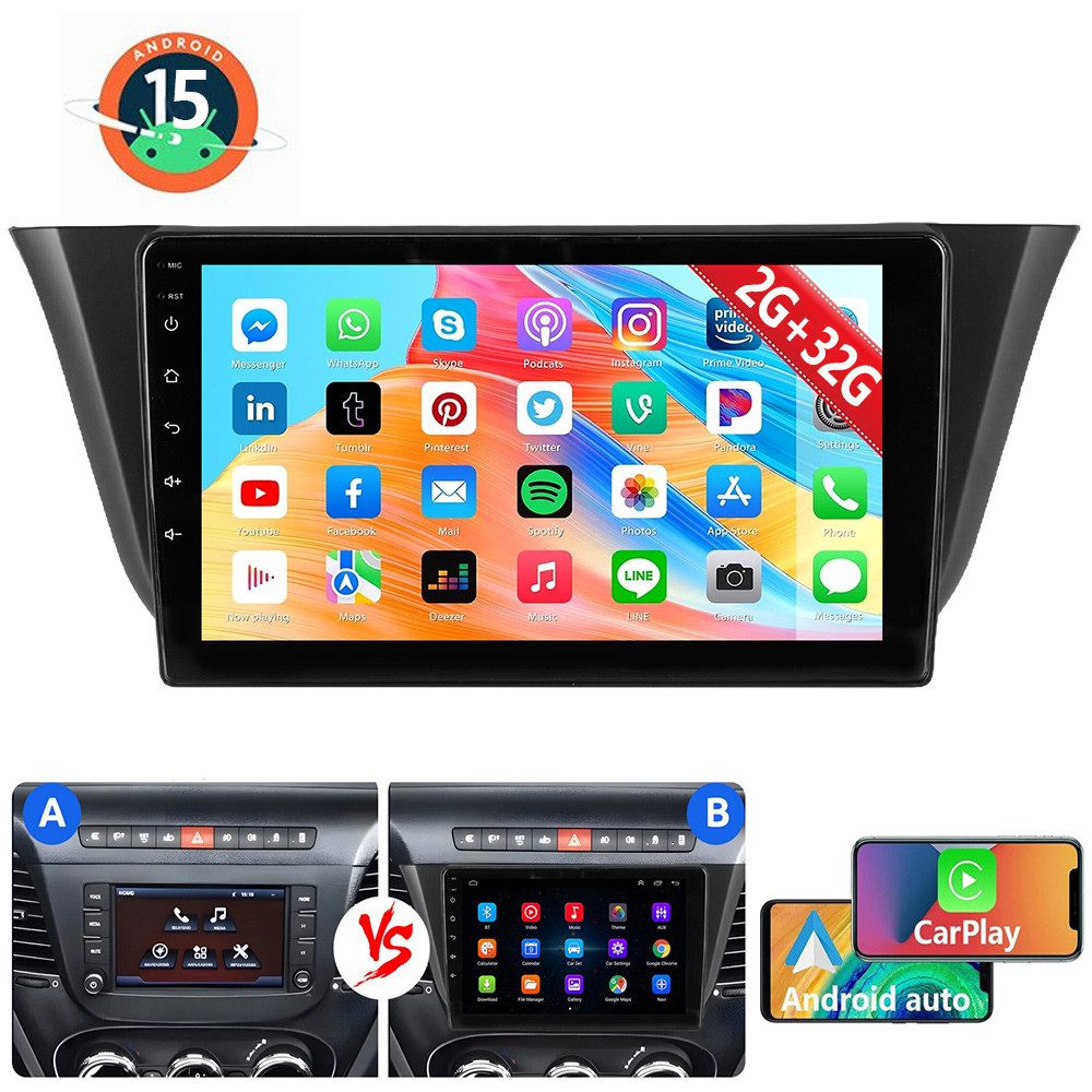 ESSGOO Für Iveco Daily 2013-2021 Navigation GPS CarPlay Android 15 Video DAB+ Autoradio (DAB+ (optional), 4+64GB(optional), RDS, AM, FM, Carplay Android Auto Bluetooth EQ USB GPS Navi WIFI Touchscreen)