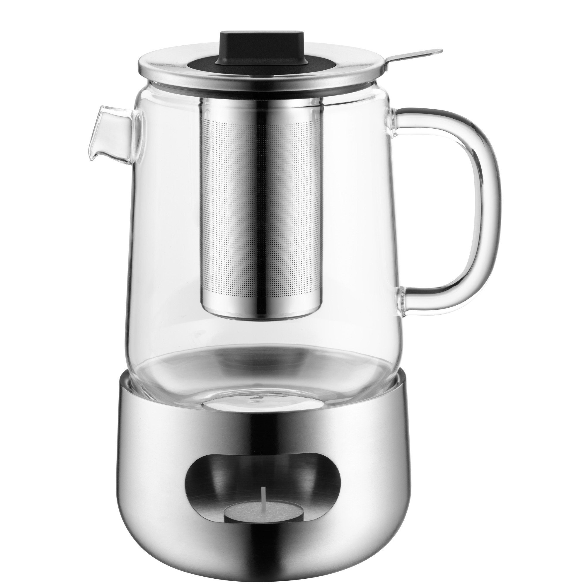 WMF Teekanne SensiTea, 1.3 l, (1x Teekanne, 1x Teesieb, 1x Stövchen (Füllmenge 1,3l, Höhe 24 cm, Ø 14 cm), 1x Teekanne, 1x Teesieb, 1x Stövchen), SensiTea