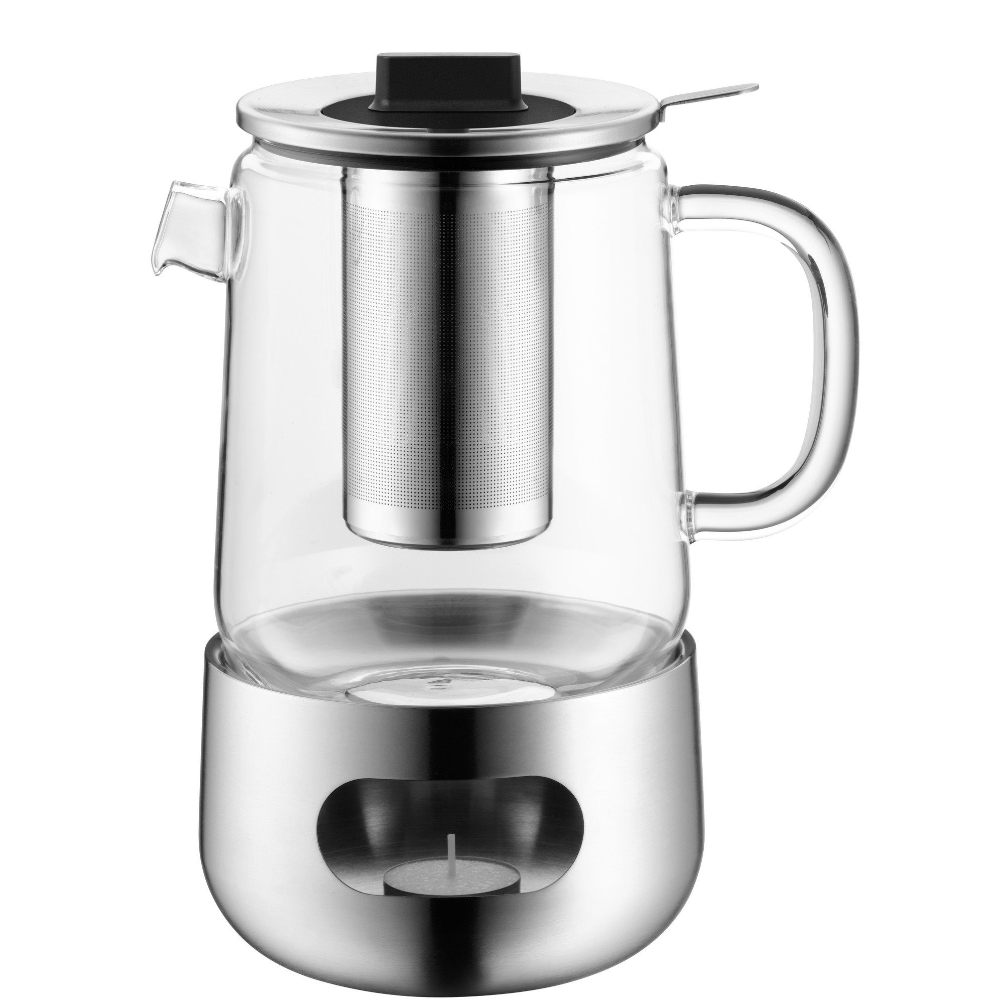 WMF Teekanne SensiTea, 1.3 l, (1x Teekanne, 1x Teesieb, 1x Stövchen (Füllmenge 1,3l, Höhe 24 cm, Ø 14 cm), 3-St., 1x Teekanne, 1x Teesieb, 1x Stövchen), SensiTea