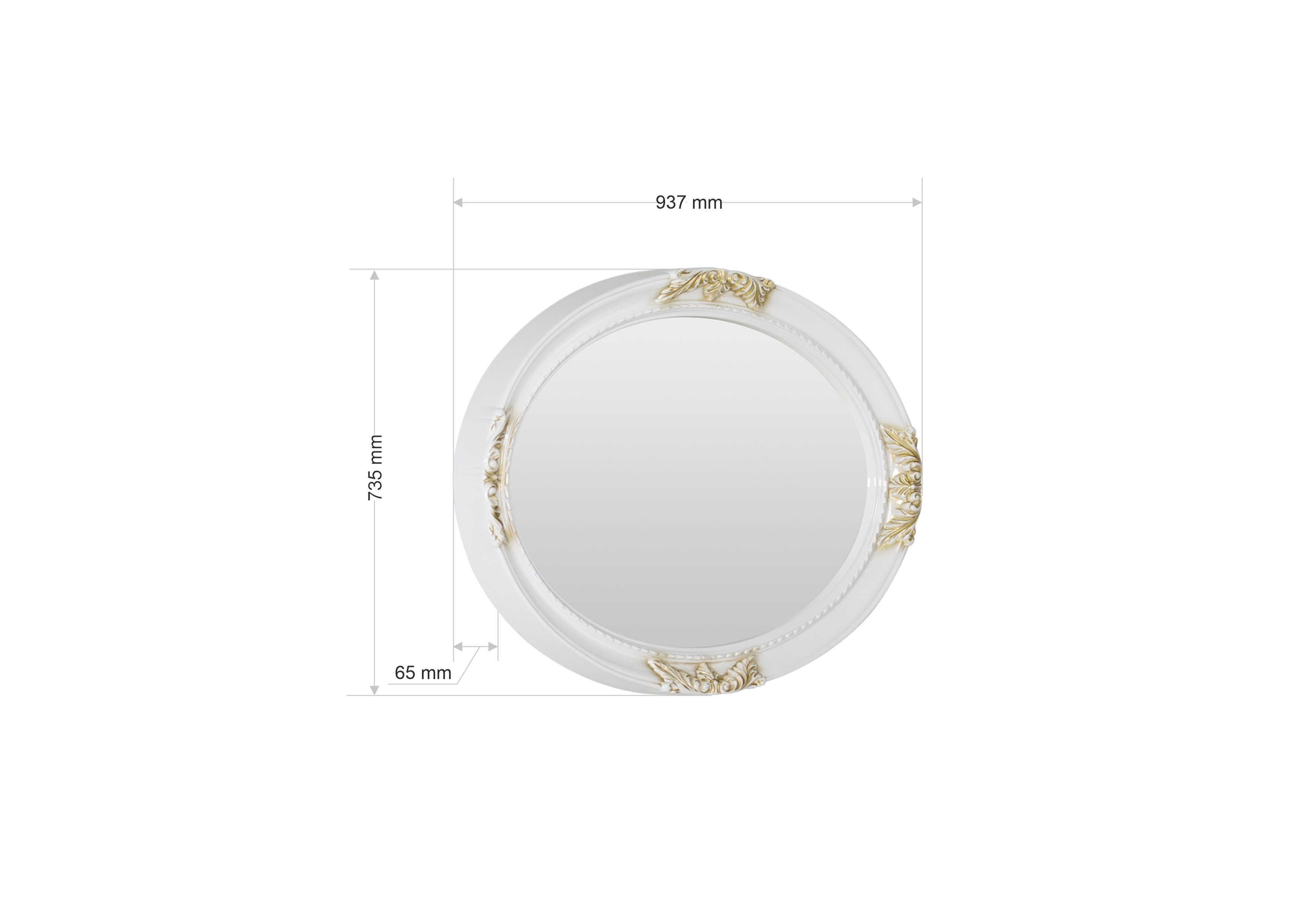 Barock klassischen (im Wandspiegel Verzierungen Stil), Remo-Oro Interdesign24 Weiss/Gold Spiegel mit Ovaler Gerahmter, in