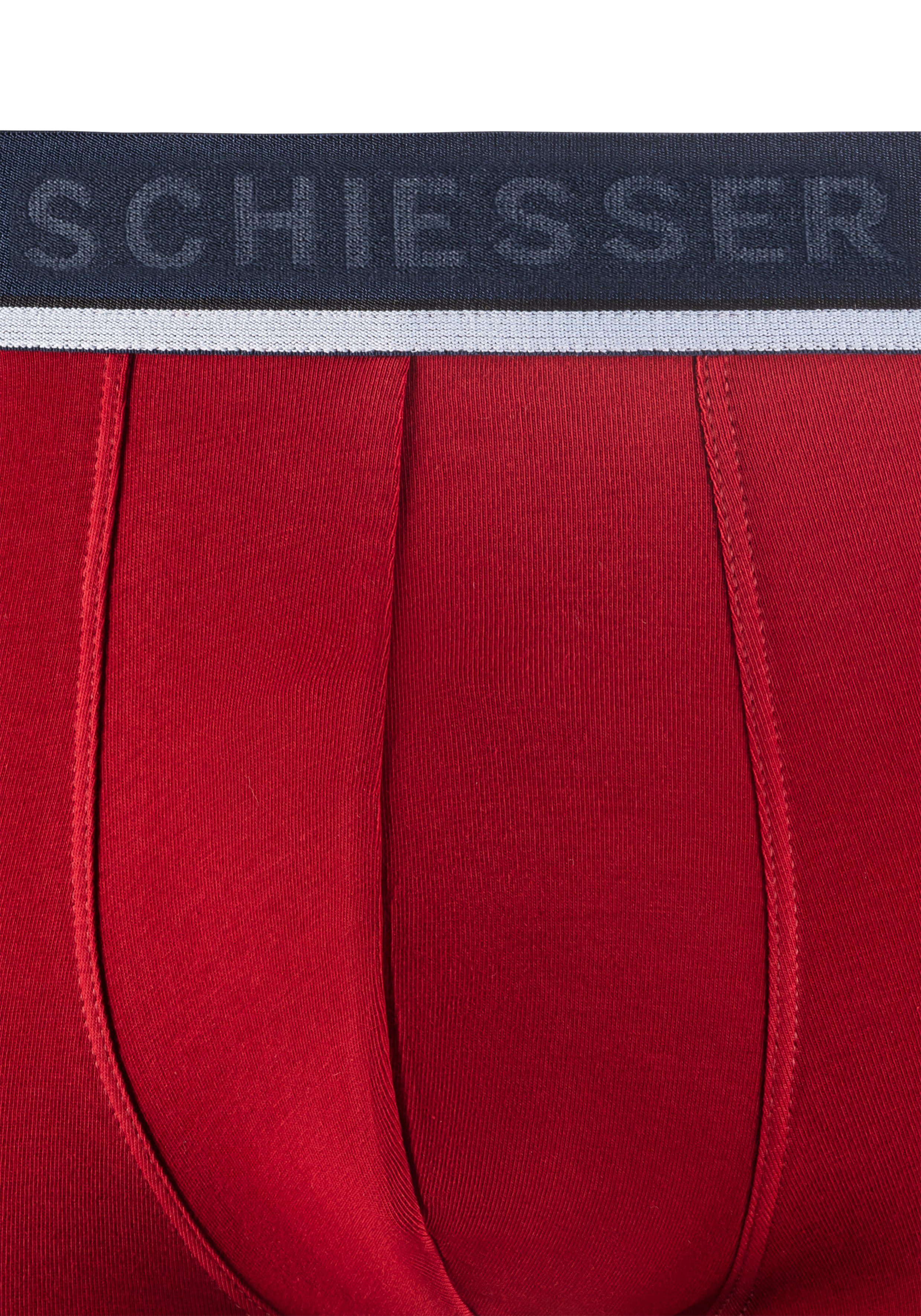 Boxer (3er-Pack) / Rot Grau Schiesser schlichtem mit / Logobund Blau
