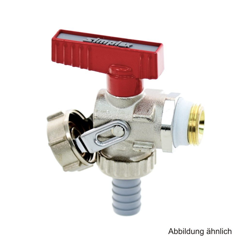 Simplex Armaturen Wasserrohr Simplex KFE-Kugelhahn f. Heizungsanlagen,Eck,1/2" mit Schlauchverschr.